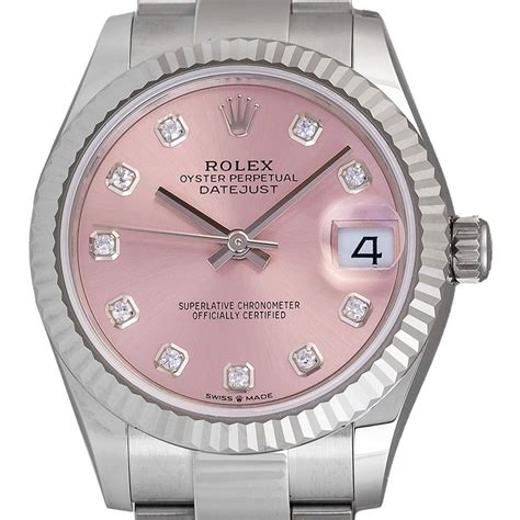 silver rolex with pink face